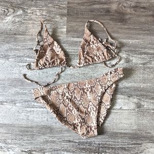 Skatie Medium Bikini Set Snake Skin Beige